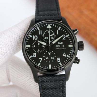 Swiss IWC Pilot's Watch Chronograph Spitfire  7750 Black Ceramic 43mm Watch